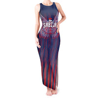 Custom Serbia Sport Fan Jersey Tank Maxi Dress Eagle Wings with Sporty Stripes Style - Wonder Print Shop