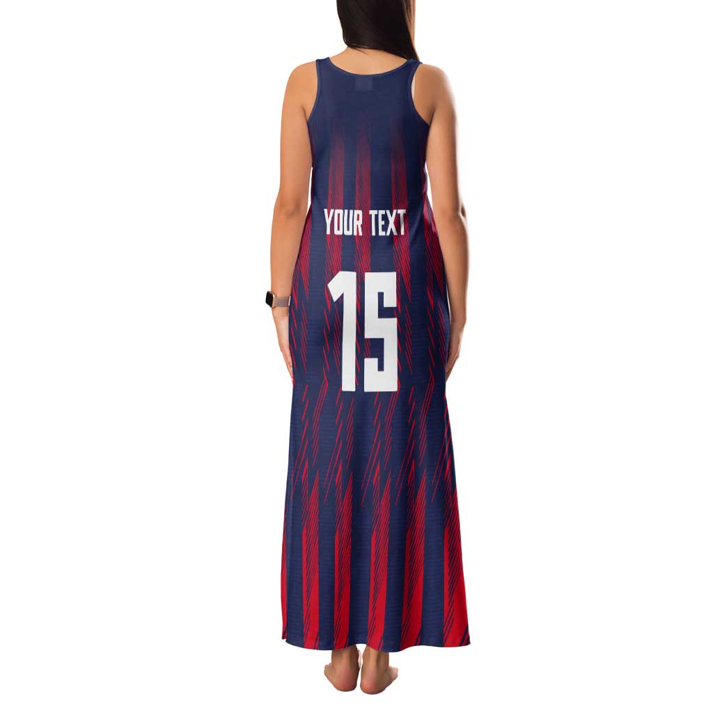 Custom Serbia Sport Fan Jersey Tank Maxi Dress Eagle Wings with Sporty Stripes Style - Wonder Print Shop
