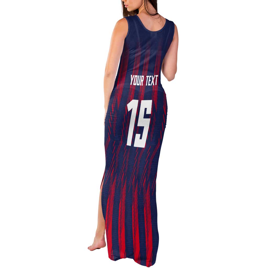 Custom Serbia Sport Fan Jersey Tank Maxi Dress Eagle Wings with Sporty Stripes Style - Wonder Print Shop