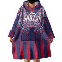 Custom Serbia Sport Fan Jersey Wearable Blanket Hoodie Eagle Wings with Sporty Stripes Style - Wonder Print Shop