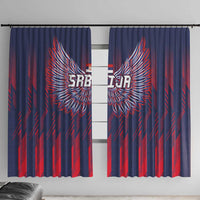 Serbia Sport Fan Jersey Window Curtain Eagle Wings with Sporty Stripes Style - Wonder Print Shop
