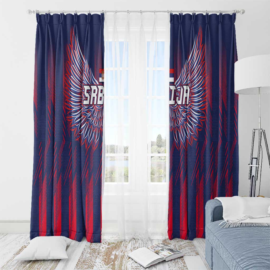 Serbia Sport Fan Jersey Window Curtain Eagle Wings with Sporty Stripes Style - Wonder Print Shop
