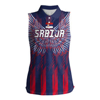 Custom Serbia Sport Fan Jersey Women Sleeveless Polo Shirt Eagle Wings with Sporty Stripes Style - Wonder Print Shop