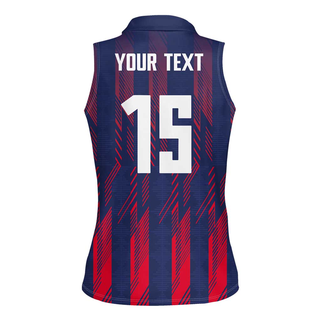 Custom Serbia Sport Fan Jersey Women Sleeveless Polo Shirt Eagle Wings with Sporty Stripes Style - Wonder Print Shop