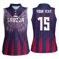 Custom Serbia Sport Fan Jersey Women Sleeveless Polo Shirt Eagle Wings with Sporty Stripes Style - Wonder Print Shop