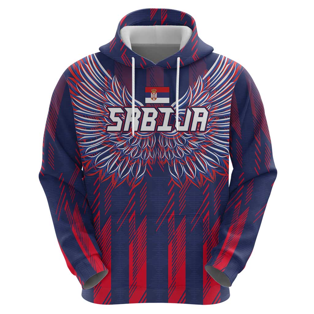 Custom Serbia Sport Fan Jersey Zip Hoodie Eagle Wings with Sporty Stripes Style - Wonder Print Shop