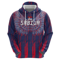 Custom Serbia Sport Fan Jersey Zip Hoodie Eagle Wings with Sporty Stripes Style - Wonder Print Shop