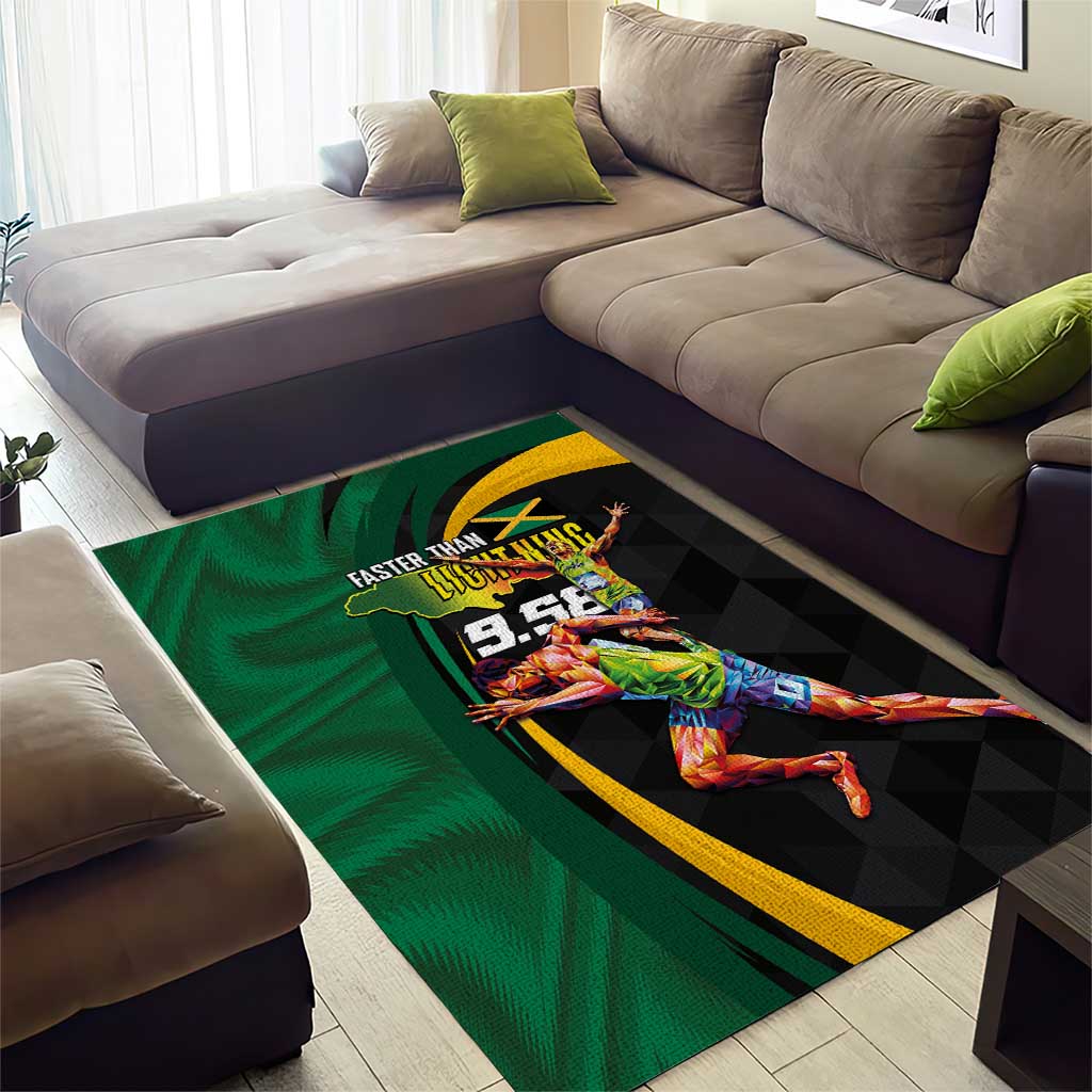 Jamaican Pride Area Rug 9.58 Seconds-Faster Than Lightning - Wonder Print Shop