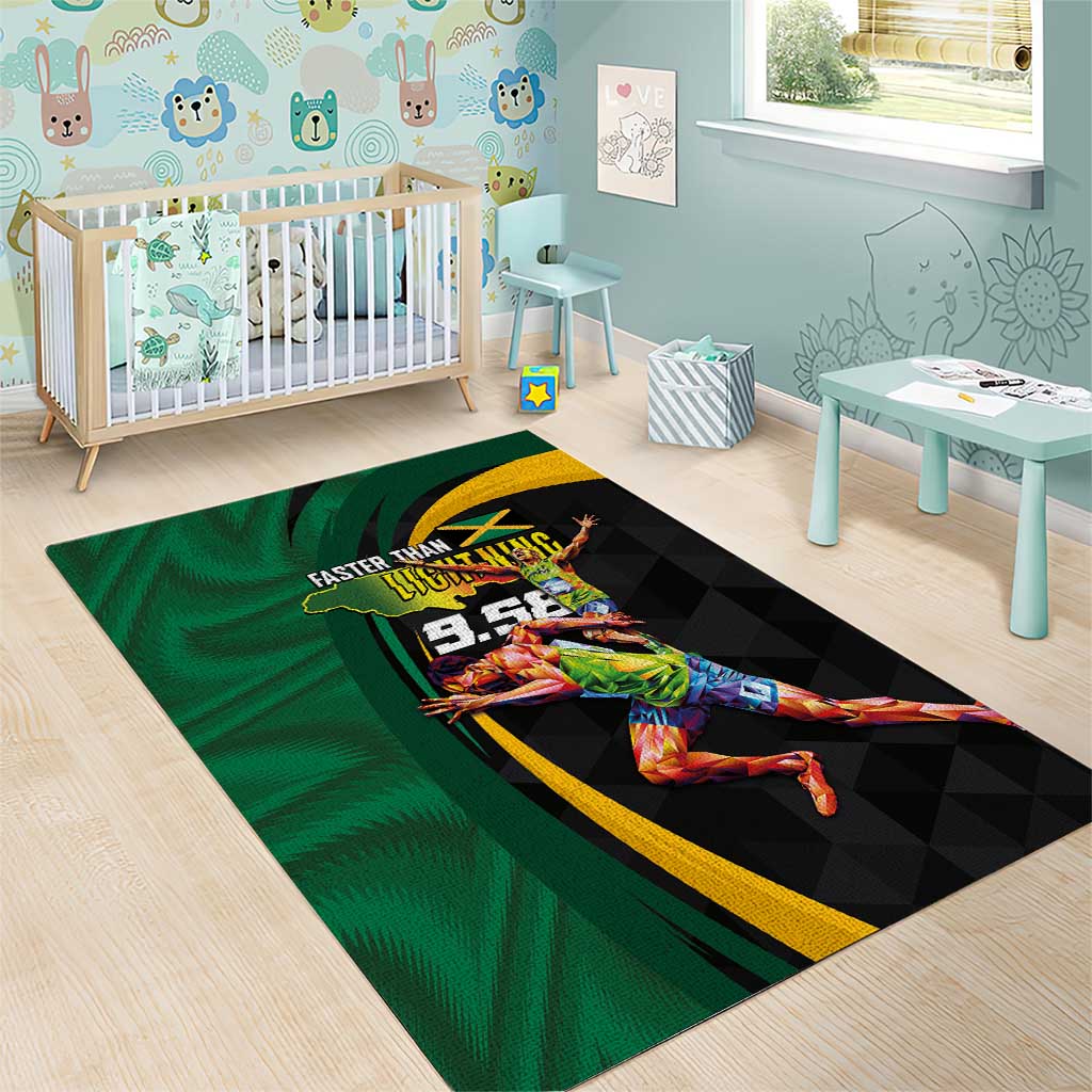 Jamaican Pride Area Rug 9.58 Seconds-Faster Than Lightning - Wonder Print Shop