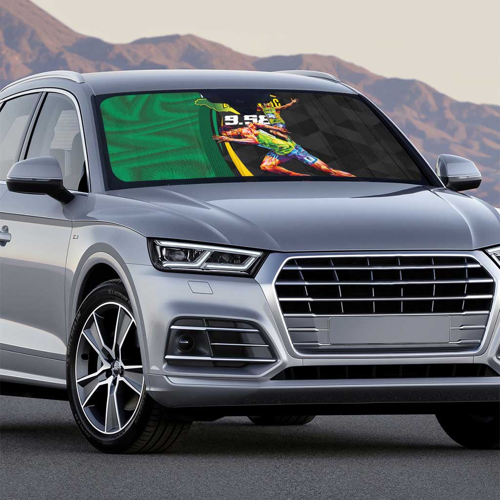 Jamaican Pride Auto Sun Shade 9.58 Seconds-Faster Than Lightning - Wonder Print Shop