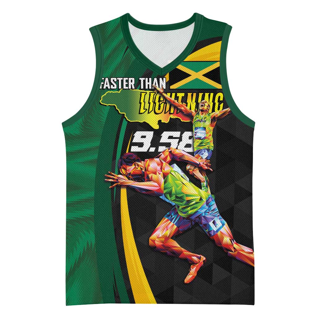 Jamaican Pride Basketball Jersey 9.58 Seconds-Faster Than Lightning - Wonder Print Shop