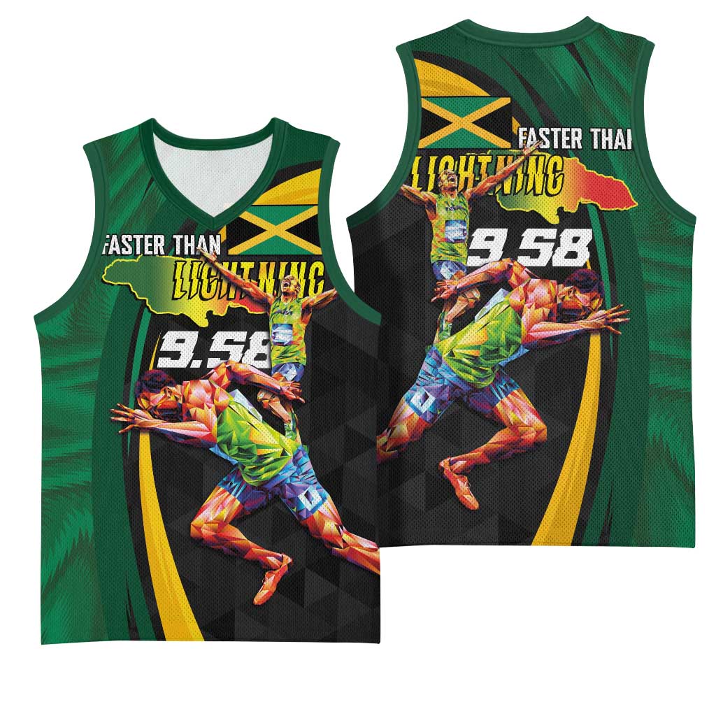 Jamaican Pride Basketball Jersey 9.58 Seconds-Faster Than Lightning - Wonder Print Shop