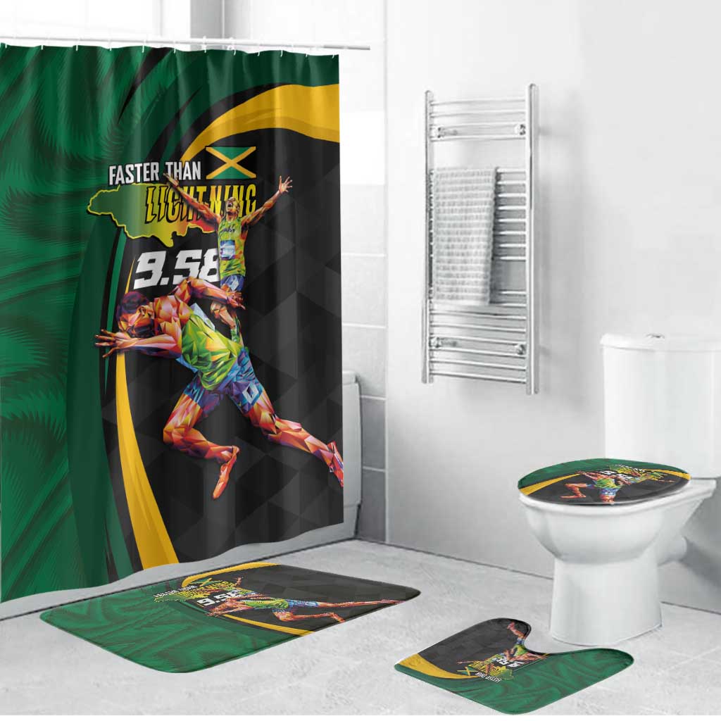 Jamaican Pride Bathroom Set 9.58 Seconds-Faster Than Lightning - Wonder Print Shop