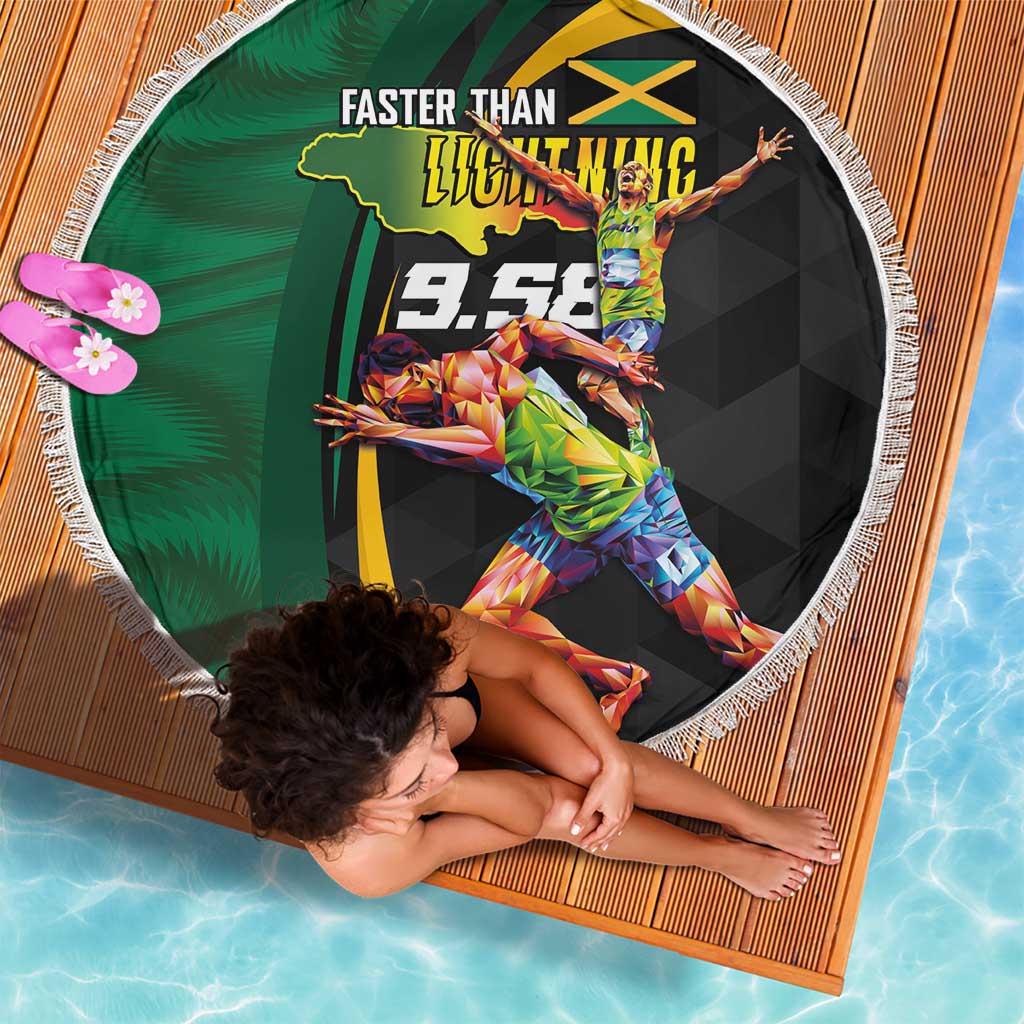 Jamaican Pride Beach Blanket 9.58 Seconds-Faster Than Lightning - Wonder Print Shop