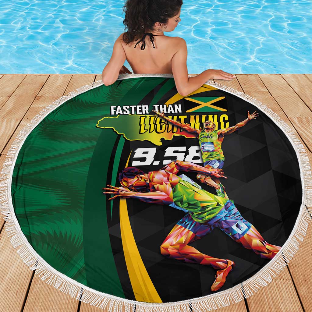 Jamaican Pride Beach Blanket 9.58 Seconds-Faster Than Lightning - Wonder Print Shop
