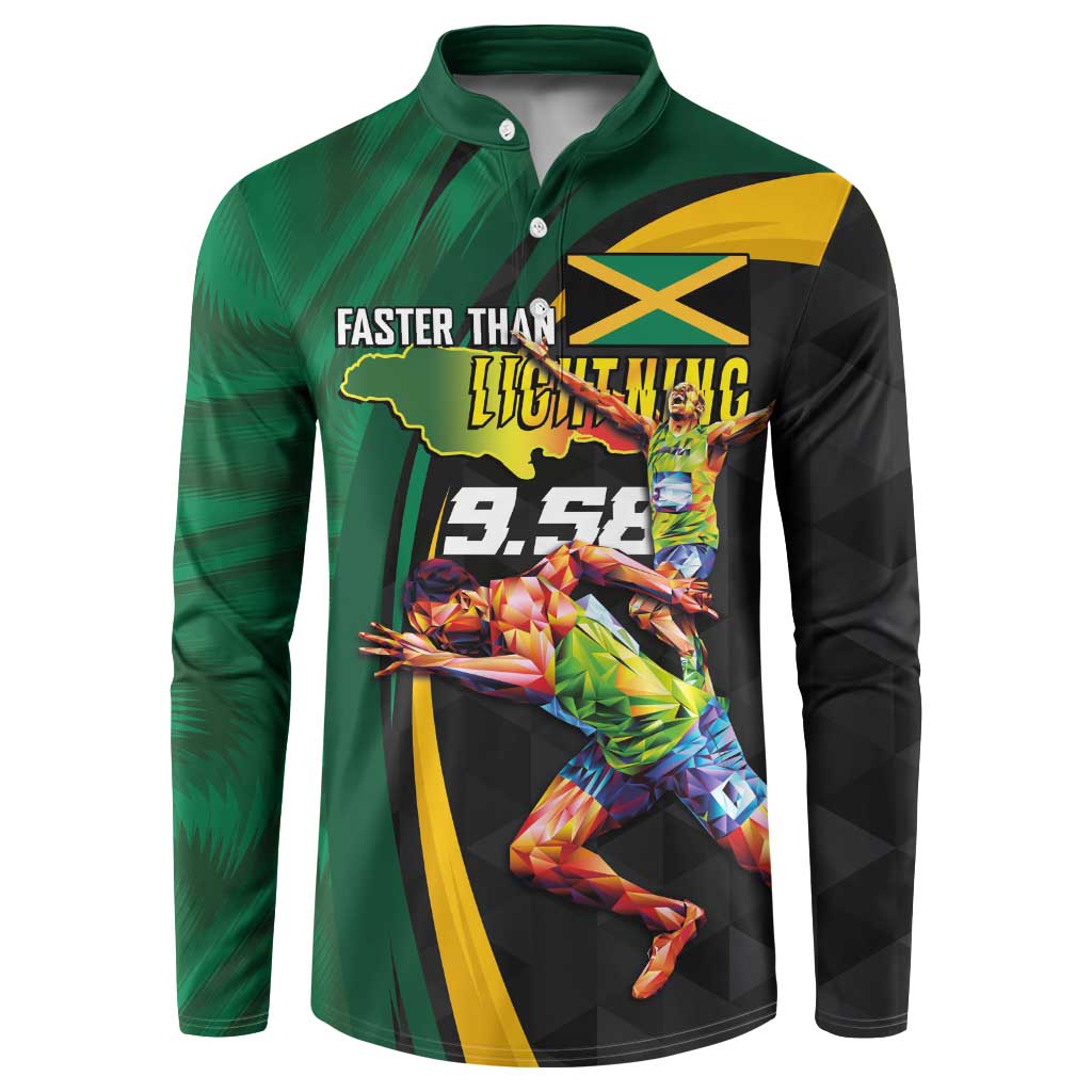 Jamaican Pride Button Sweatshirt 9.58 Seconds-Faster Than Lightning - Wonder Print Shop
