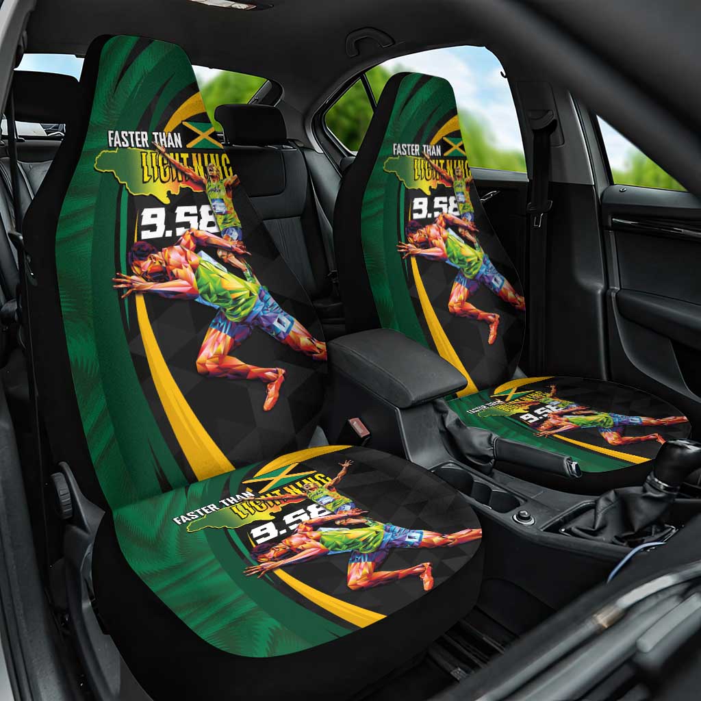 Jamaican Pride Car Seat Cover 9.58 Seconds-Faster Than Lightning - Wonder Print Shop