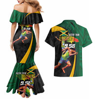 Jamaican Pride Couples Matching Mermaid Dress and Hawaiian Shirt 9.58 Seconds-Faster Than Lightning - Wonder Print Shop