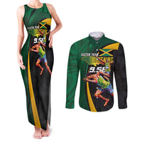 Jamaican Pride Couples Matching Tank Maxi Dress and Long Sleeve Button Shirt 9.58 Seconds-Faster Than Lightning - Wonder Print Shop
