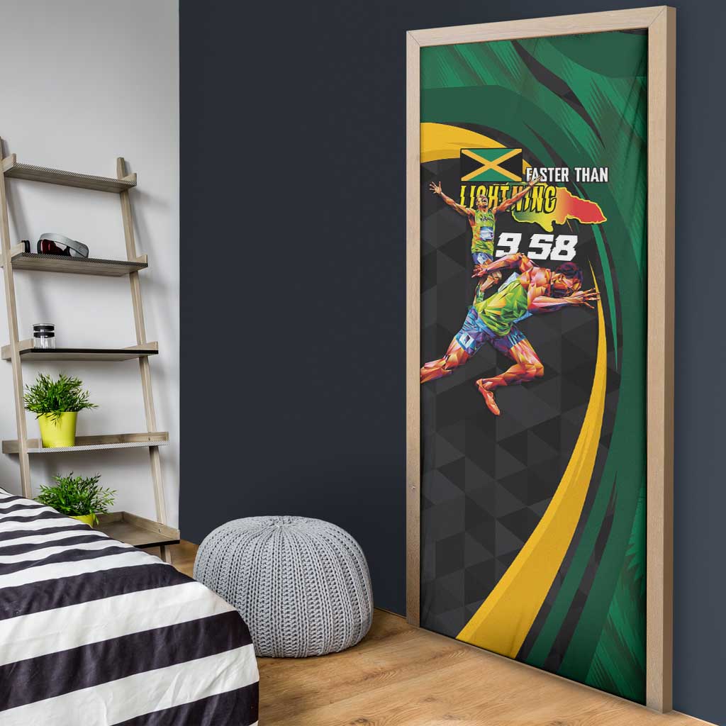 Jamaican Pride Door Cover 9.58 Seconds-Faster Than Lightning - Wonder Print Shop