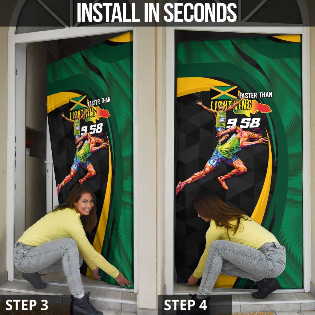 Jamaican Pride Door Cover 9.58 Seconds-Faster Than Lightning - Wonder Print Shop