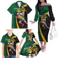 Jamaican Pride Family Matching Off The Shoulder Long Sleeve Dress and Hawaiian Shirt 9.58 Seconds-Faster Than Lightning - Wonder Print Shop