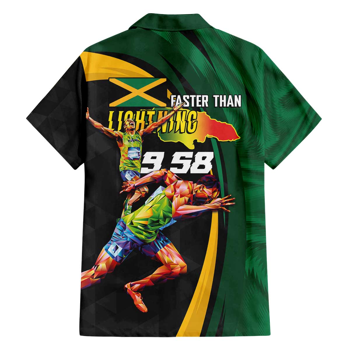 Jamaican Pride Family Matching Off The Shoulder Long Sleeve Dress and Hawaiian Shirt 9.58 Seconds-Faster Than Lightning - Wonder Print Shop
