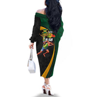 Jamaican Pride Family Matching Off The Shoulder Long Sleeve Dress and Hawaiian Shirt 9.58 Seconds-Faster Than Lightning - Wonder Print Shop