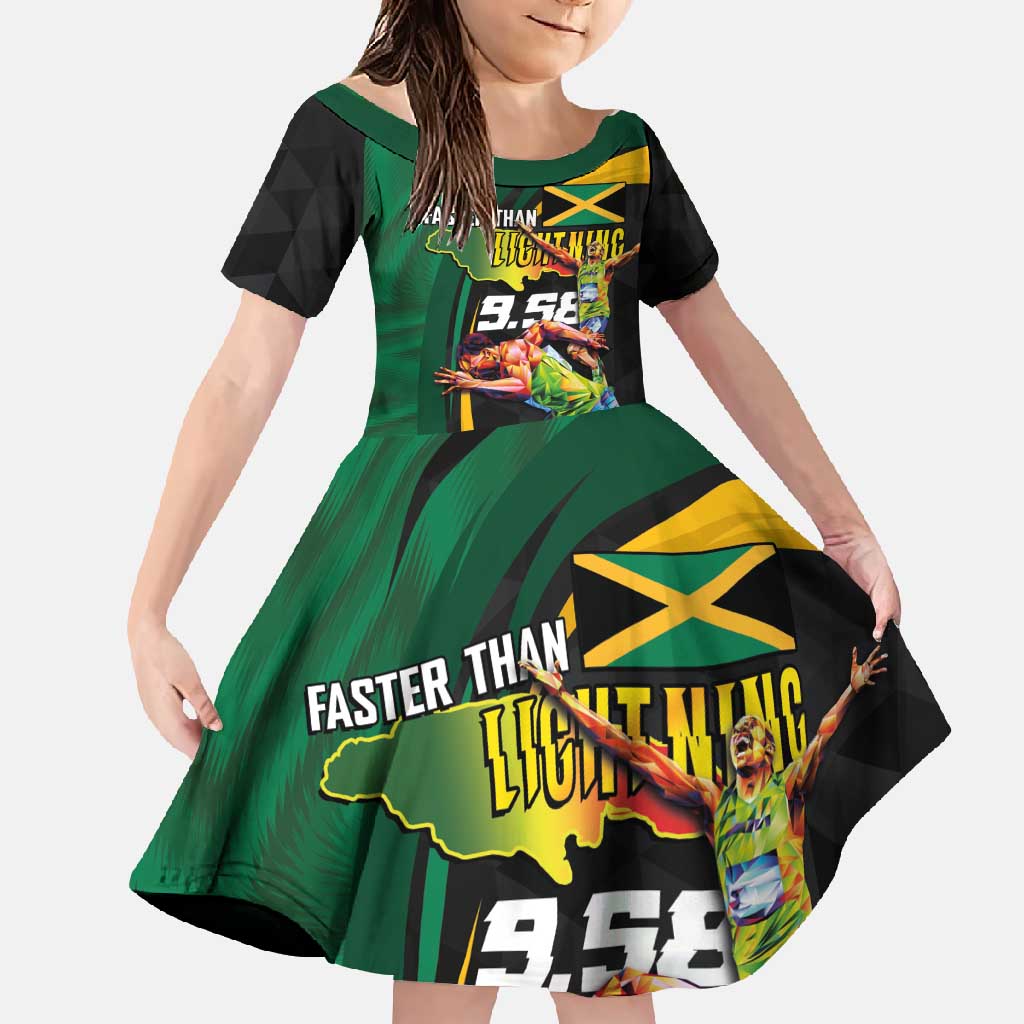 Jamaican Pride Family Matching Off Shoulder Maxi Dress and Hawaiian Shirt 9.58 Seconds-Faster Than Lightning - Wonder Print Shop