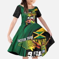 Jamaican Pride Family Matching Off Shoulder Maxi Dress and Hawaiian Shirt 9.58 Seconds-Faster Than Lightning - Wonder Print Shop