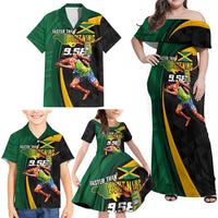 Jamaican Pride Family Matching Off Shoulder Maxi Dress and Hawaiian Shirt 9.58 Seconds-Faster Than Lightning - Wonder Print Shop