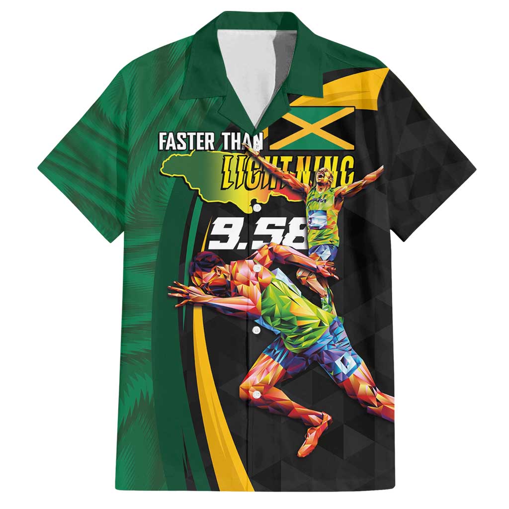Jamaican Pride Family Matching Off Shoulder Short Dress and Hawaiian Shirt 9.58 Seconds-Faster Than Lightning - Wonder Print Shop