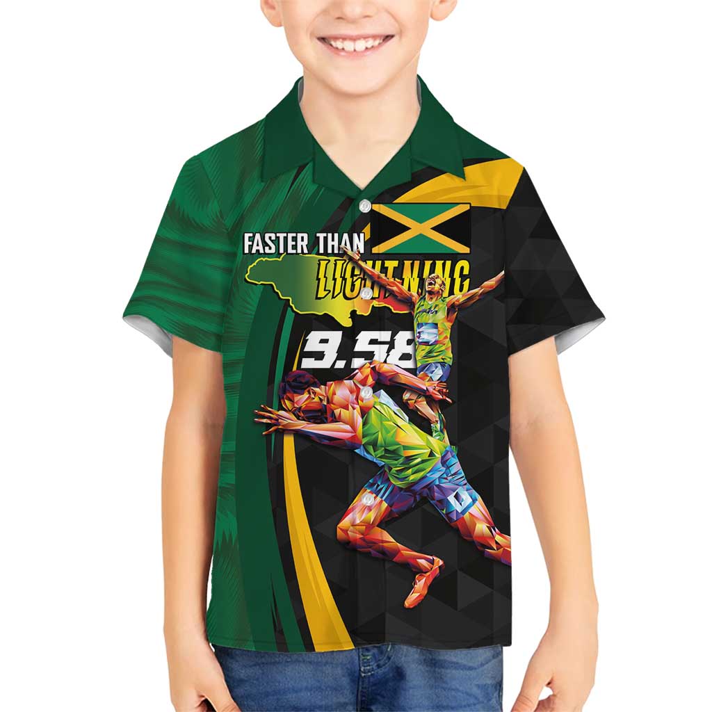 Jamaican Pride Family Matching Off Shoulder Short Dress and Hawaiian Shirt 9.58 Seconds-Faster Than Lightning - Wonder Print Shop