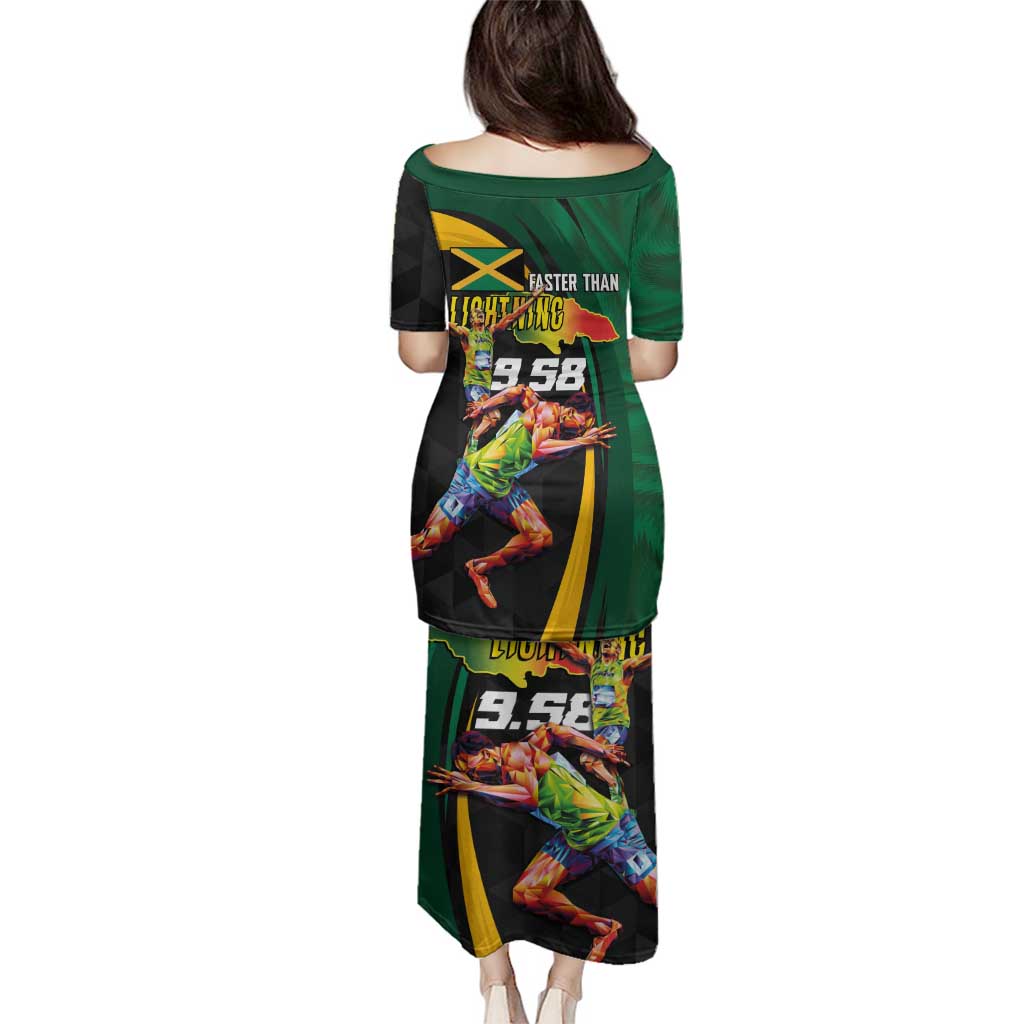 Jamaican Pride Family Matching Puletasi and Hawaiian Shirt 9.58 Seconds-Faster Than Lightning - Wonder Print Shop