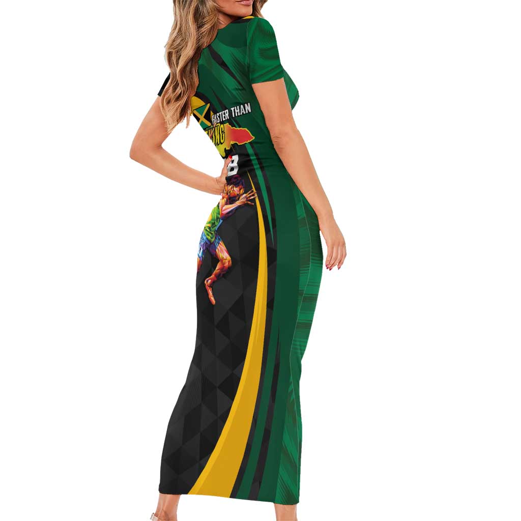 Jamaican Pride Family Matching Short Sleeve Bodycon Dress and Hawaiian Shirt 9.58 Seconds-Faster Than Lightning - Wonder Print Shop