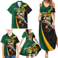 Jamaican Pride Family Matching Summer Maxi Dress and Hawaiian Shirt 9.58 Seconds-Faster Than Lightning - Wonder Print Shop