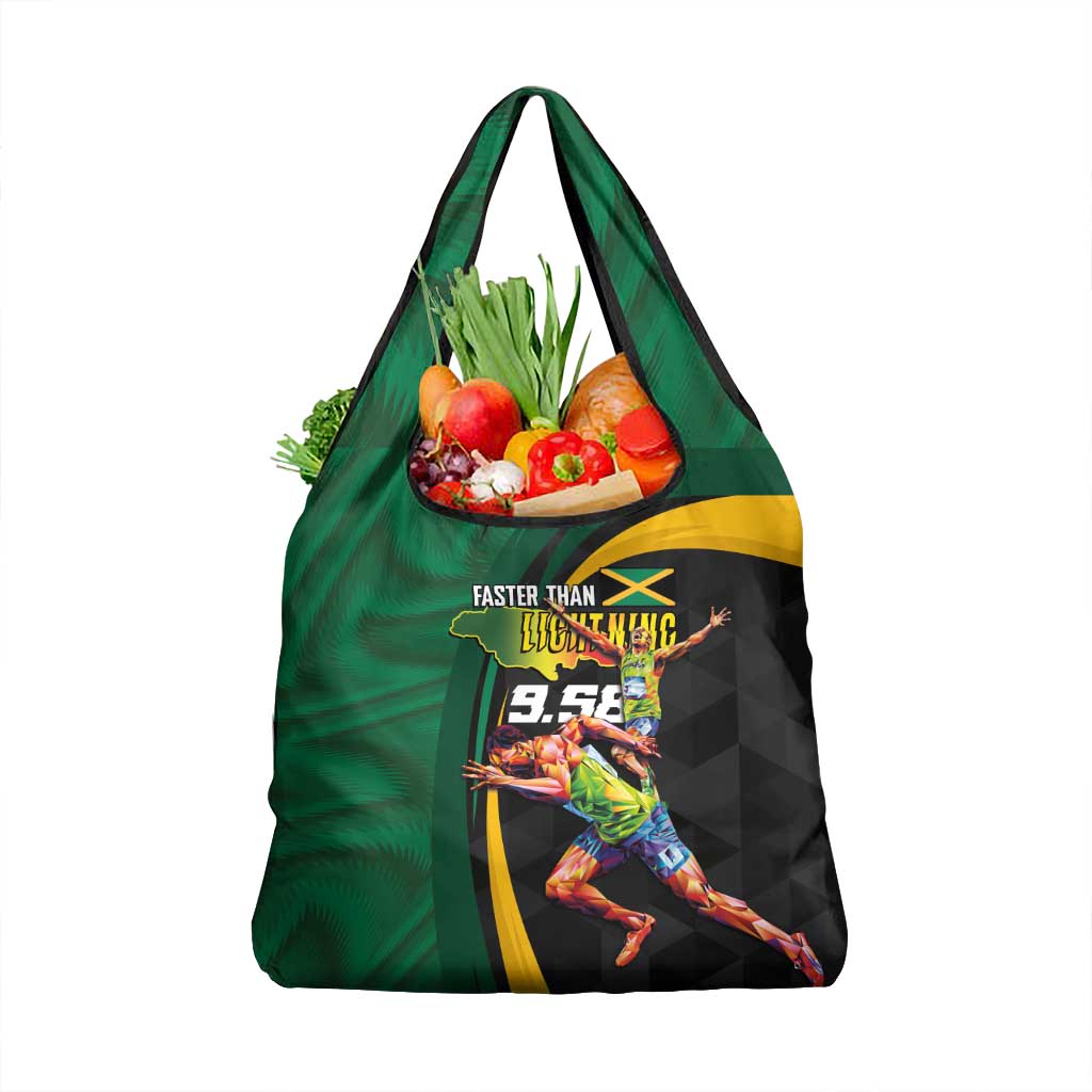 Jamaican Pride Grocery Bag 9.58 Seconds-Faster Than Lightning - Wonder Print Shop