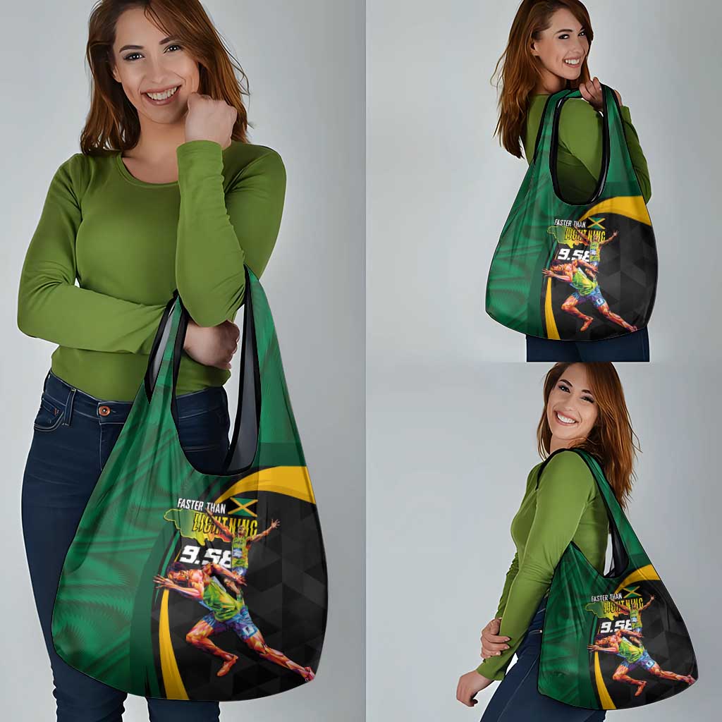 Jamaican Pride Grocery Bag 9.58 Seconds-Faster Than Lightning - Wonder Print Shop