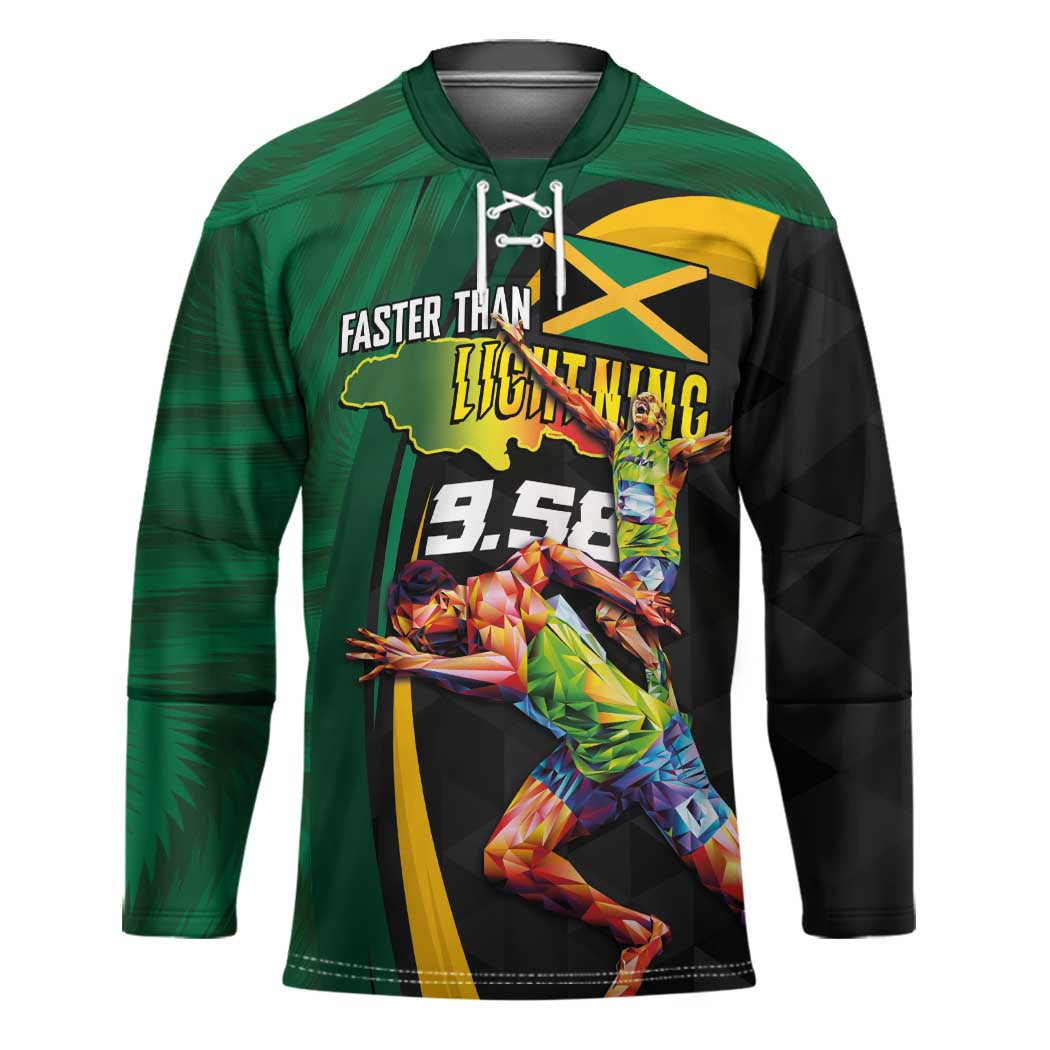 Jamaican Pride Hockey Jersey 9.58 Seconds-Faster Than Lightning - Wonder Print Shop
