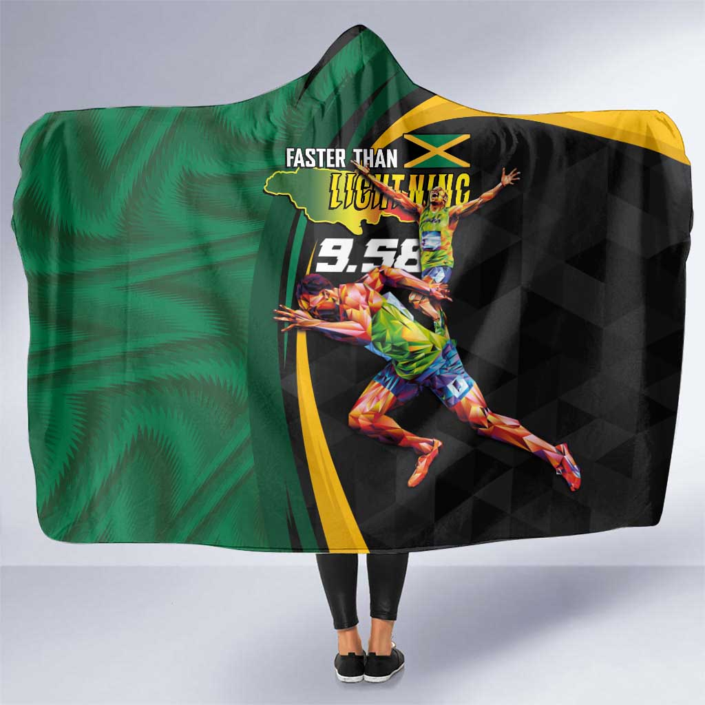 Jamaican Pride Hooded Blanket 9.58 Seconds-Faster Than Lightning - Wonder Print Shop