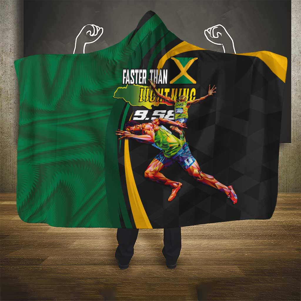 Jamaican Pride Hooded Blanket 9.58 Seconds-Faster Than Lightning - Wonder Print Shop