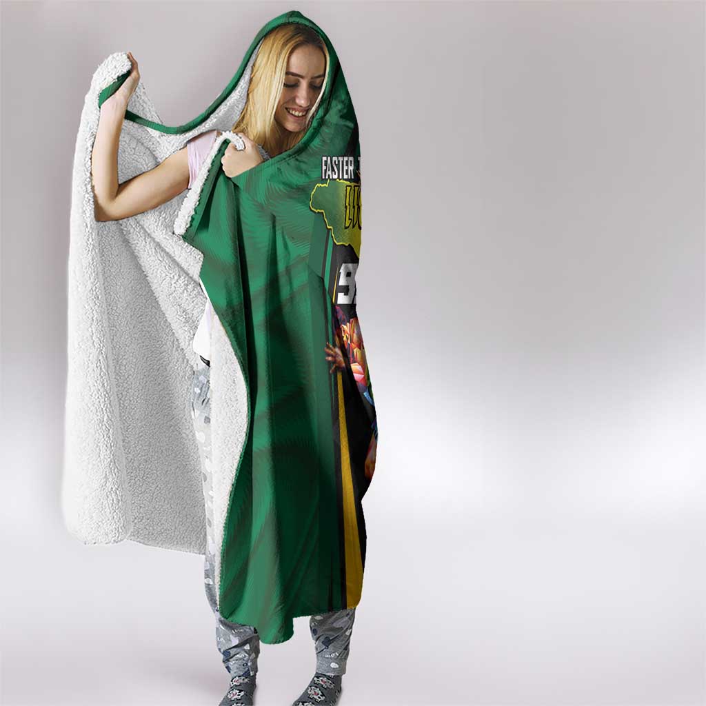 Jamaican Pride Hooded Blanket 9.58 Seconds-Faster Than Lightning - Wonder Print Shop