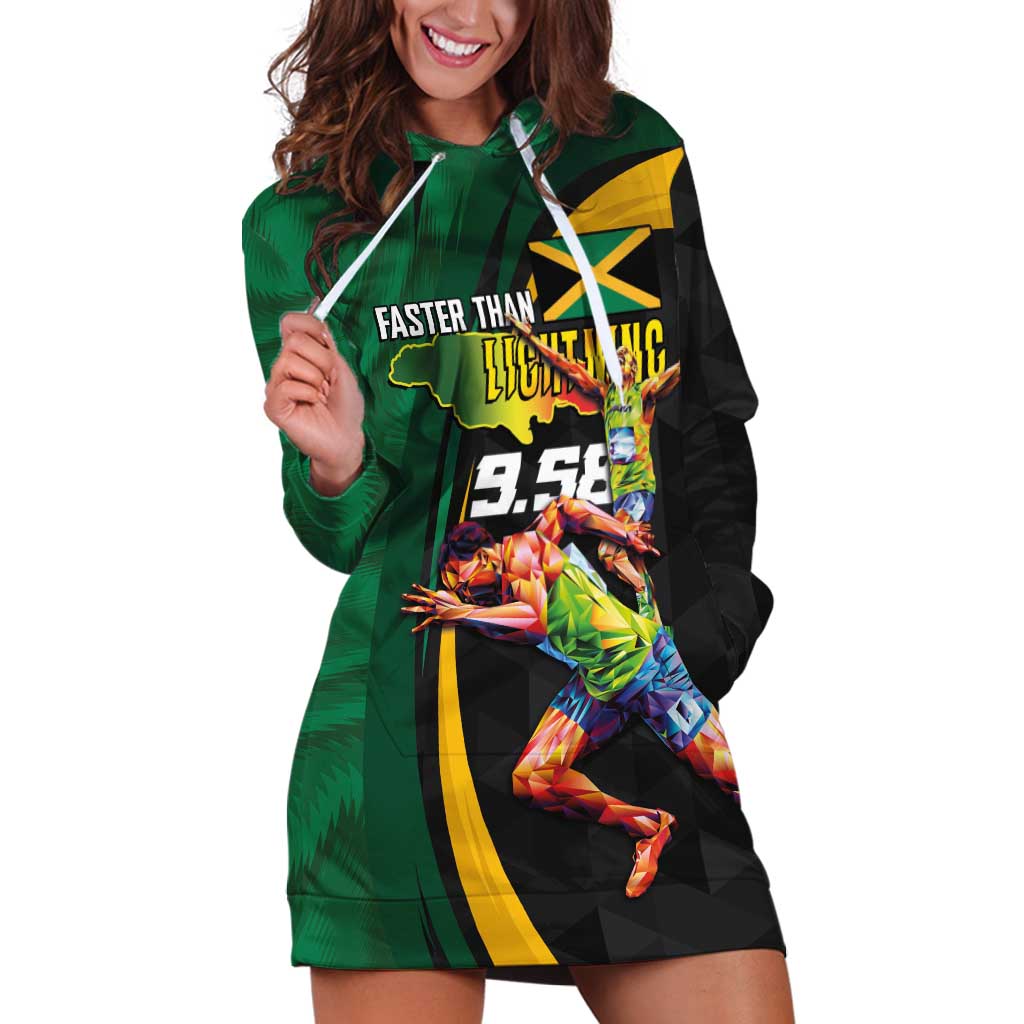 Jamaican Pride Hoodie Dress 9.58 Seconds-Faster Than Lightning - Wonder Print Shop