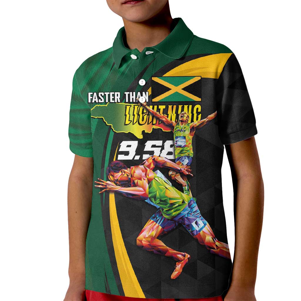 Jamaican Pride Kid Polo Shirt 9.58 Seconds-Faster Than Lightning - Wonder Print Shop