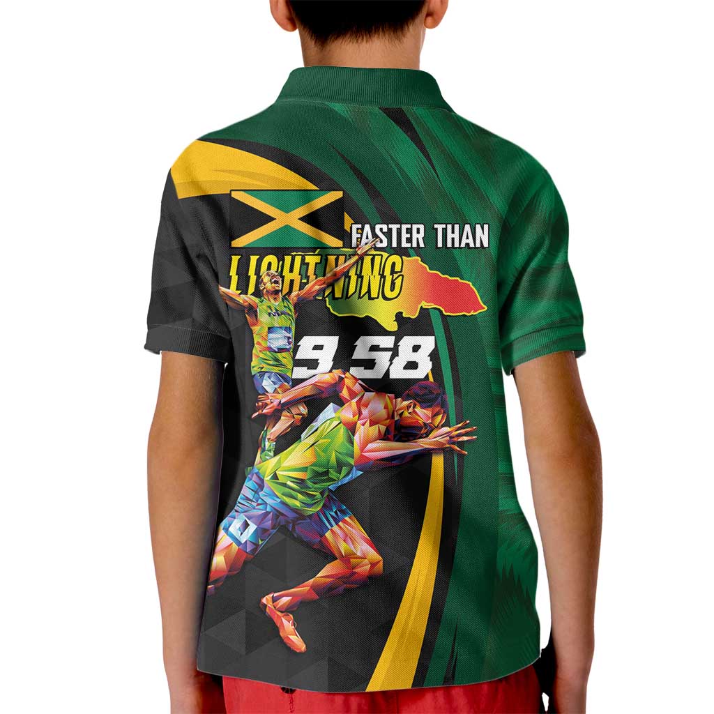 Jamaican Pride Kid Polo Shirt 9.58 Seconds-Faster Than Lightning - Wonder Print Shop