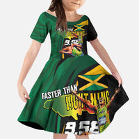 Jamaican Pride Kid Short Sleeve Dress 9.58 Seconds-Faster Than Lightning - Wonder Print Shop