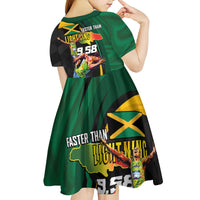 Jamaican Pride Kid Short Sleeve Dress 9.58 Seconds-Faster Than Lightning - Wonder Print Shop