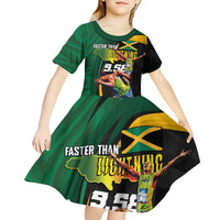 Jamaican Pride Kid Short Sleeve Dress 9.58 Seconds-Faster Than Lightning - Wonder Print Shop