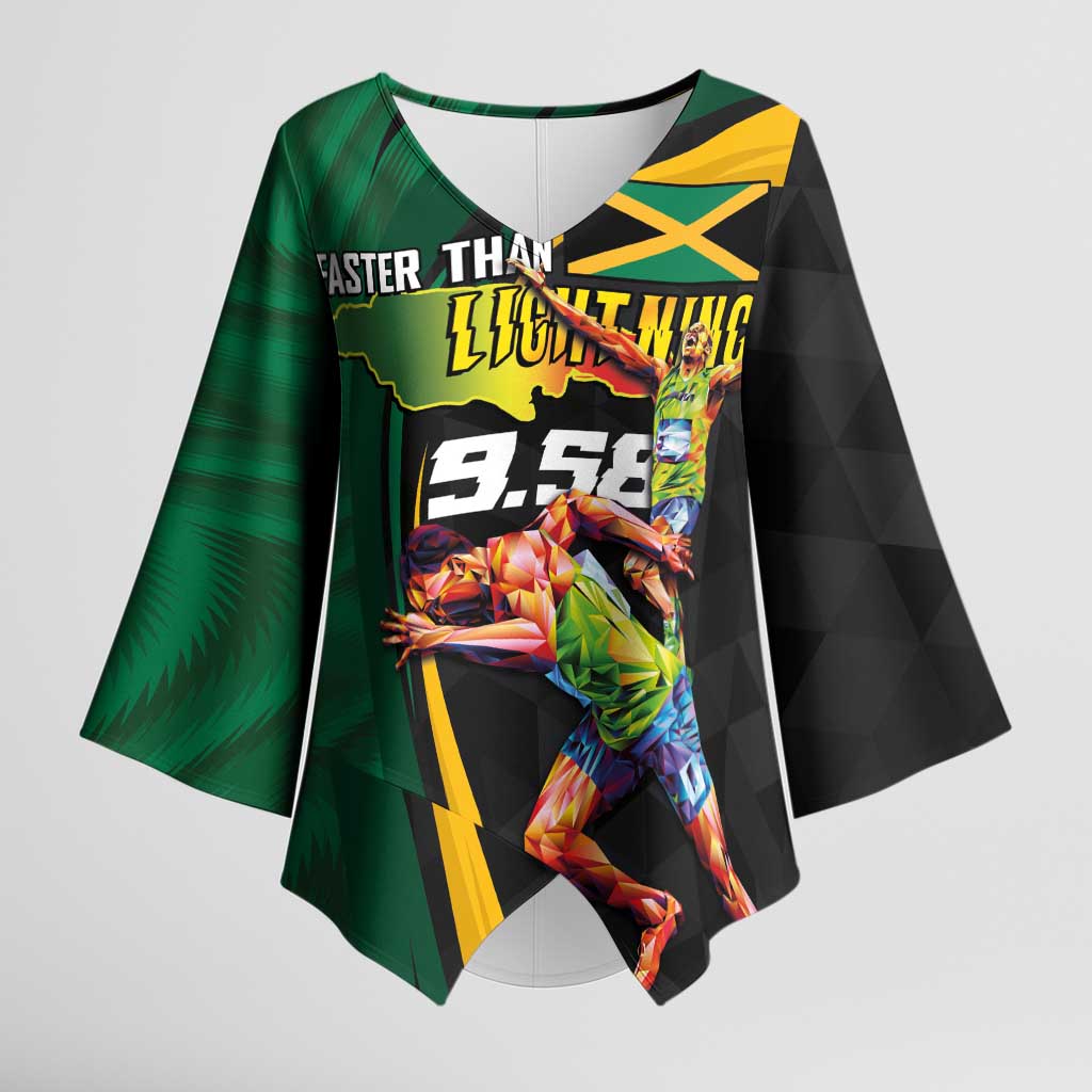 Jamaican Pride Kimono Sleeve Blouse 9.58 Seconds-Faster Than Lightning - Wonder Print Shop
