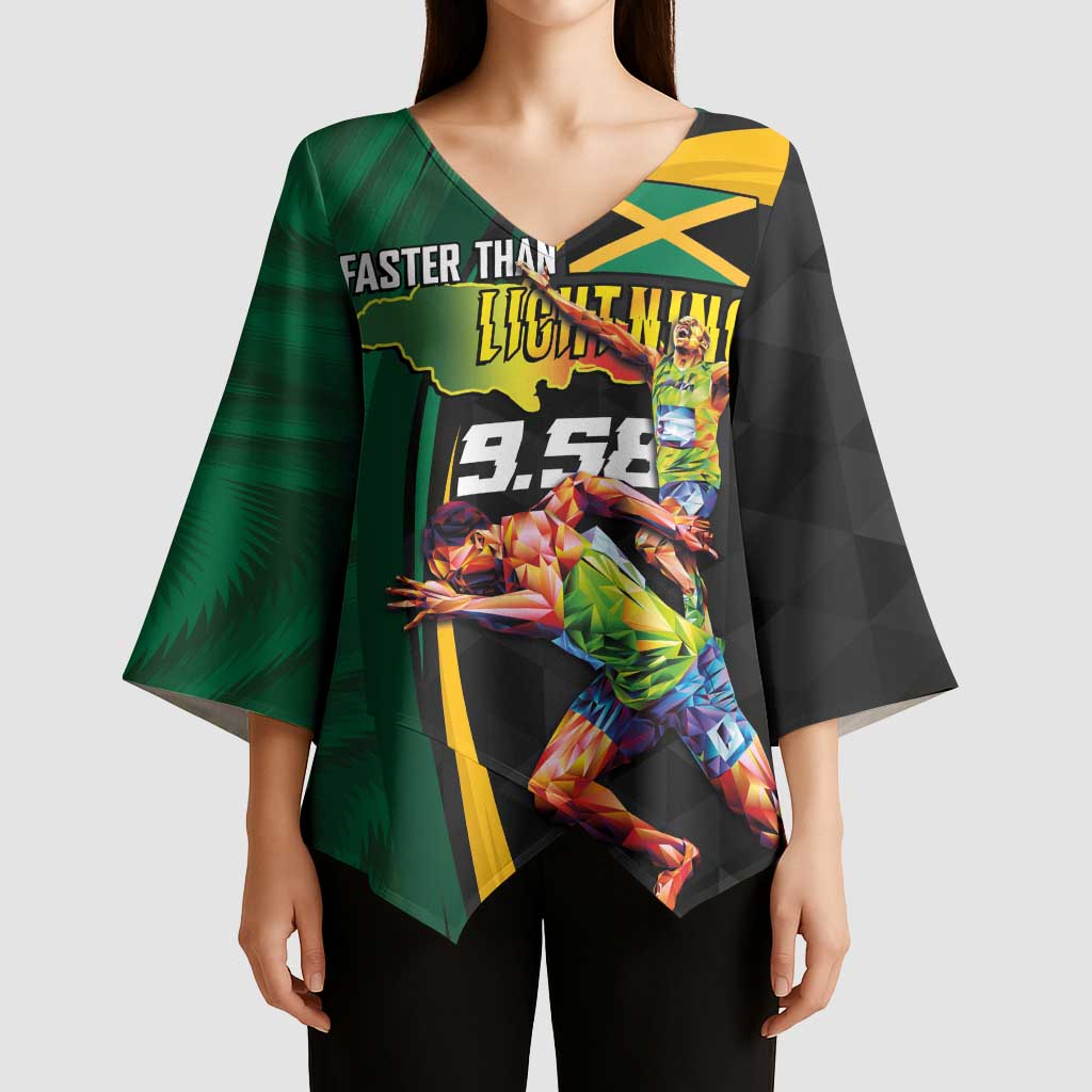 Jamaican Pride Kimono Sleeve Blouse 9.58 Seconds-Faster Than Lightning - Wonder Print Shop